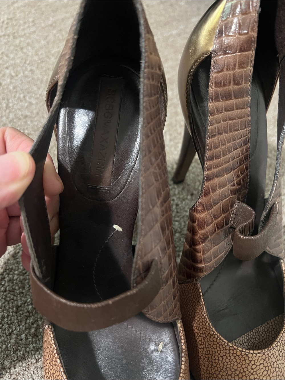 BCBGMaxAzria Brown Textured Slingback Heels